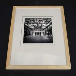 Art and collection photography Denis Olivier, International Rail Station, Canfranc, Spain. February 2022. Ref-11525 - Denis Olivier Art Photography, light wood frame on dark background