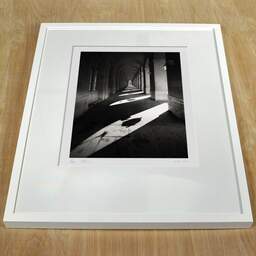 Art and collection photography Denis Olivier, Lateral Gallery, The Grand Theatre Of Bordeaux, France. August 2020. Ref-1358 - Denis Olivier Photography, white frame on a wooden table