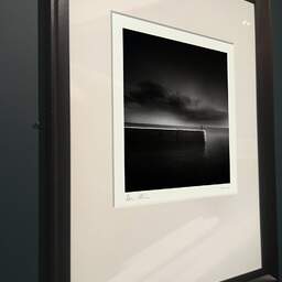 Art and collection photography Denis Olivier, Light Falling On Pier, Oléron Island, France. October 2011. Ref-1265 - Denis Olivier Photography, brown wood old frame on dark gray background