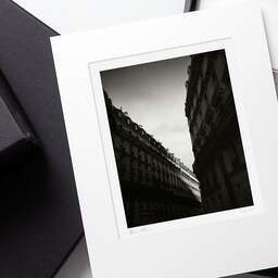 Art and collection photography Denis Olivier, Light In Haussmann Street, Paris, France. February 2022. Ref-11673 - Denis Olivier Art Photography, original photographic print in limited edition and signed, framed in acid free mat board