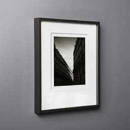 Art and collection photography Denis Olivier, Light In Haussmann Street, Paris, France. February 2022. Ref-11673 - Denis Olivier Art Photography, black wood frame on gray background