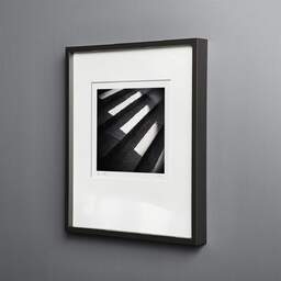 Art and collection photography Denis Olivier, Light On Stairs, Public Garden, Bordeaux, France. April 2021. Ref-1411 - Denis Olivier Photography, black wood frame on gray background