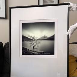 Art and collection photography Denis Olivier, Loch Leven, Caolasnacon, Scotland. April 2006. Ref-955 - Denis Olivier Photography, large original 9 x 9 inches fine-art photograph print in limited edition and signed hold by a galerist woman