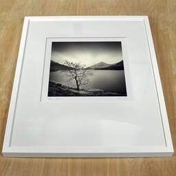 Art and collection photography Denis Olivier, Loch Leven, Caolasnacon, Scotland. April 2006. Ref-955 - Denis Olivier Photography, white frame on a wooden table