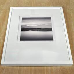 Art and collection photography Denis Olivier, Lonely Tree, Eilean Thioram, Highlands, Scotland. August 2022. Ref-11596 - Denis Olivier Photography, white frame on a wooden table