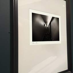Art and collection photography Denis Olivier, Hallway, MSocial Hotel Auckland, New Zealand. June 2018. Ref-1392 - Denis Olivier Photography, brown wood old frame on dark gray background