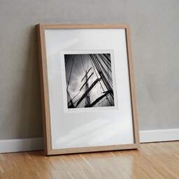 Art and collection photography Denis Olivier, Masts And Ropes, Etude 1, Belem Ship, France. June 2022. Ref-11551 - Denis Olivier Art Photography, original fine-art photograph in limited edition and signed in light wood frame