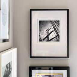 Art and collection photography Denis Olivier, Masts And Ropes, Etude 1, Belem Ship, France. June 2022. Ref-11551 - Denis Olivier Photography, original fine-art photograph signed in limited edition in a black wooden frame with other images hung on the wall