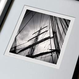 Art and collection photography Denis Olivier, Masts And Ropes, Etude 1, Belem Ship, France. June 2022. Ref-11551 - Denis Olivier Photography, large original 9 x 9 inches fine-art photograph print in limited edition, framed and signed