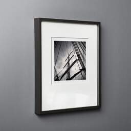 Art and collection photography Denis Olivier, Masts And Ropes, Etude 1, Belem Ship, France. June 2022. Ref-11551 - Denis Olivier Photography, black wood frame on gray background