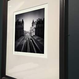Art and collection photography Denis Olivier, Metro Line 6, Passy Station, Paris, France. February 2022. Ref-11526 - Denis Olivier Art Photography, brown wood old frame on dark gray background