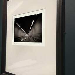 Art and collection photography Denis Olivier, Moving In A Tunnel, Highway A83, France. August 2020. Ref-1391 - Denis Olivier Art Photography, brown wood old frame on dark gray background