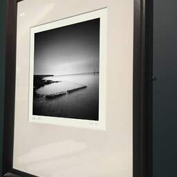 Art and collection photography Denis Olivier, Old Sea Pool, Le Croisic, France. May 2021. Ref-11450 - Denis Olivier Photography, brown wood old frame on dark gray background