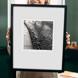 Art and collection photography Denis Olivier, Père Lachaise Cemetary, Paris, France. December 2003. Ref-487 - Denis Olivier Art Photography, original 9 x 9 inches fine-art photograph print in limited edition and signed hold by a galerist woman