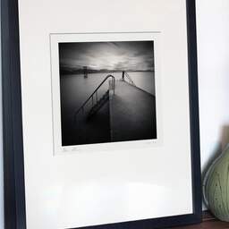 Art and collection photography Denis Olivier, Pier And Diving Tower, Geneva Lake, Switzerland. August 2014. Ref-1293 - Denis Olivier Art Photography, gallery exhibition with black frame
