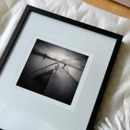 Art and collection photography Denis Olivier, Pier And Diving Tower, Geneva Lake, Switzerland. August 2014. Ref-1293 - Denis Olivier Art Photography, reception and unpacking of an original fine-art photograph in limited edition and signed in a black wooden frame