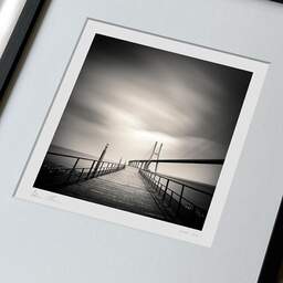 Art and collection photography Denis Olivier, Pier And Vasco Da Gama Bridge, Lisbon, Portugal. May 2007. Ref-1084 - Denis Olivier Photography, large original 9 x 9 inches fine-art photograph print in limited edition, framed and signed