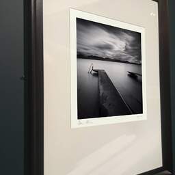 Art and collection photography Denis Olivier, Piers, Etude 1, Lake Geneva, Switzerland. August 2014. Ref-11443 - Denis Olivier Photography, brown wood old frame on dark gray background