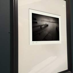 Art and collection photography Denis Olivier, Piers, Lake Geneva, Switzerland. August 2014. Ref-1333 - Denis Olivier Art Photography, brown wood old frame on dark gray background