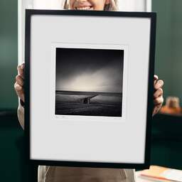 Art and collection photography Denis Olivier, Polder Line, Bierum, The Netherlands, Netherlands. October 2008. Ref-1220 - Denis Olivier Art Photography, original 9 x 9 inches fine-art photograph print in limited edition and signed hold by a galerist woman