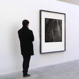 Art and collection photography Denis Olivier, Precious Things Are Broken, Monstequieu, Martillac, France. March 2005. Ref-599 - Denis Olivier Art Photography, A visitor contemplate a large original photographic art print in limited edition and signed in a black frame