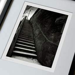 Art and collection photography Denis Olivier, Quay Stairs, Etude 2, Port Debilly, Paris, France. February 2022. Ref-11664 - Denis Olivier Photography, large original 9 x 9 inches fine-art photograph print in limited edition, framed and signed