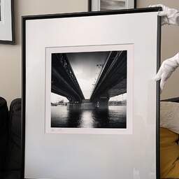 Art and collection photography Denis Olivier, Rákóczi Bridge, Budapest, Hungary. June 2019. Ref-1372 - Denis Olivier Photography, large original 9 x 9 inches fine-art photograph print in limited edition and signed hold by a galerist woman