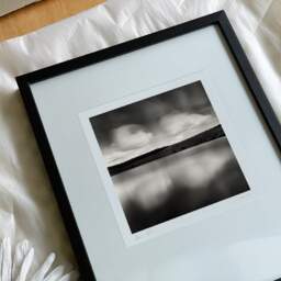 Art and collection photography Denis Olivier, Reflecting Clouds, Sauvages Lake, France. August 2020. Ref-1422 - Denis Olivier Art Photography, reception and unpacking of an original fine-art photograph in limited edition and signed in a black wooden frame