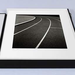 Art and collection photography Denis Olivier, Running Track, Etude 2, Leo Lagrange Stadium, Saint-Nazaire, France. November 2022. Ref-11644 - Denis Olivier Art Photography, large original 15.7 x 15.7 inches fine-art photograph print in limited edition, Leica M7 film 24x36 camera