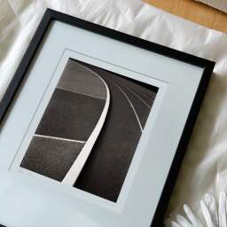 Art and collection photography Denis Olivier, Running Track, Leo Lagrange Stadium, Saint-Nazaire, France. November 2022. Ref-11621 - Denis Olivier Photography, reception and unpacking of an original fine-art photograph in limited edition and signed in a black wooden frame
