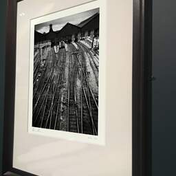 Art and collection photography Denis Olivier, Saint-Lazare Rail Station, Paris, France. February 2022. Ref-11679 - Denis Olivier Art Photography, brown wood old frame on dark gray background