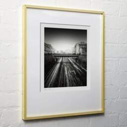 Art and collection photography Denis Olivier, Saint-Lazare Railways, Paris, France. February 2023. Ref-11671 - Denis Olivier Art Photography, light wood frame on white wall