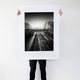 Art and collection photography Denis Olivier, Saint-Lazare Railways, Paris, France. February 2023. Ref-11671 - Denis Olivier Art Photography, Large original photographic art print in limited edition and signed tenu par un homme