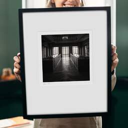 Art and collection photography Denis Olivier, Salle D'Orbigny, Jardin Des Plantes, Paris, France. October 2005. Ref-809 - Denis Olivier Photography, original 9 x 9 inches fine-art photograph print in limited edition and signed hold by a galerist woman