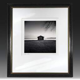 Art and collection photography Denis Olivier, Shed By The Lake, Etude 1, Carreyre, Lacanau Lake, France. January 2021. Ref-1408 - Denis Olivier Photography, original fine-art photograph in limited edition and signed in black and gold wood frame