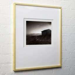 Art and collection photography Denis Olivier, Shed By The Lake, Etude 2, Carreyre, Lacanau Lake, France. January 2021. Ref-11610 - Denis Olivier Photography, light wood frame on white wall