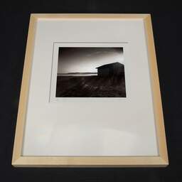 Art and collection photography Denis Olivier, Shed By The Lake, Etude 2, Carreyre, Lacanau Lake, France. January 2021. Ref-11610 - Denis Olivier Photography, light wood frame on dark background