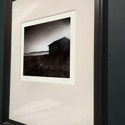 Art and collection photography Denis Olivier, Shed By The Lake, Etude 2, Carreyre, Lacanau Lake, France. January 2021. Ref-11610 - Denis Olivier Photography, brown wood old frame on dark gray background