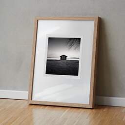 Art and collection photography Denis Olivier, Shed By The Lake, Etude 1, Carreyre, Lacanau Lake, France. January 2021. Ref-1408 - Denis Olivier Photography, original fine-art photograph in limited edition and signed in light wood frame