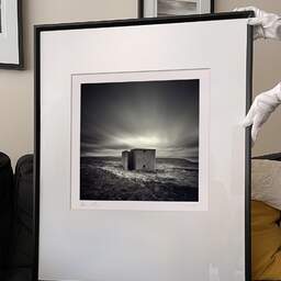 Art and collection photography Denis Olivier, Shelter, Dunnet Head, Easter Head, Scotland. April 2006. Ref-968 - Denis Olivier Photography, large original 9 x 9 inches fine-art photograph print in limited edition and signed hold by a galerist woman