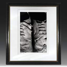 Art and collection photography Denis Olivier, Shoes, Poitiers, France. December 1990. Ref-94 - Denis Olivier Photography, original fine-art photograph in limited edition and signed in black and gold wood frame
