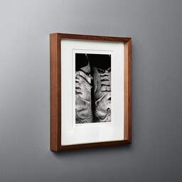 Art and collection photography Denis Olivier, Shoes, Poitiers, France. December 1990. Ref-94 - Denis Olivier Art Photography, original fine-art photograph in limited edition and signed in dark wood frame