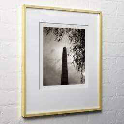 Art and collection photography Denis Olivier, Smokestack, Vertou, France. August 2021. Ref-11604 - Denis Olivier Art Photography, light wood frame on white wall