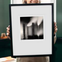 Art and collection photography Denis Olivier, Smurfit Factory, Etude 7, Facture, Biganos, France. June 2005. Ref-682 - Denis Olivier Art Photography, original 9 x 9 inches fine-art photograph print in limited edition and signed hold by a galerist woman