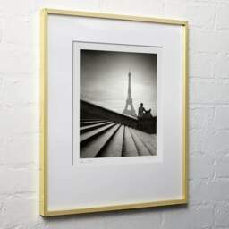Art and collection photography Denis Olivier, Stairs And Statue, Trocadero, Paris, France. February 2022. Ref-11666 - Denis Olivier Photography, light wood frame on white wall