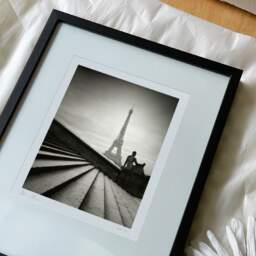 Art and collection photography Denis Olivier, Stairs And Statue, Trocadero, Paris, France. February 2022. Ref-11666 - Denis Olivier Photography, reception and unpacking of an original fine-art photograph in limited edition and signed in a black wooden frame
