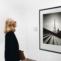 Art and collection photography Denis Olivier, Stairs And Statue, Trocadero, Paris, France. February 2022. Ref-11666 - Denis Olivier Photography, A woman contemplate a large original photographic art print in limited edition and signed in a black frame