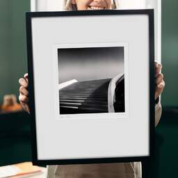 Art and collection photography Denis Olivier, Stairway, Quai De Paludate, Bordeaux, France. September 2020. Ref-1383 - Denis Olivier Photography, original 9 x 9 inches fine-art photograph print in limited edition and signed hold by a galerist woman
