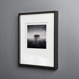 Art and collection photography Denis Olivier, Standing Tree, Bréca, Brière, France. June 2021. Ref-11498 - Denis Olivier Photography, black wood frame on gray background