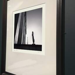 Art and collection photography Denis Olivier, Statue And Eiffel Tower, Trocadero, Paris, France. February 2022. Ref-11531 - Denis Olivier Photography, brown wood old frame on dark gray background